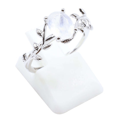 Bague Argent 925 'Murmure de Laurier' — Pierre de Lune