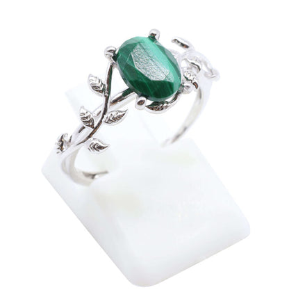 Bague Argent 925 'Murmure de Laurier' — Malachite