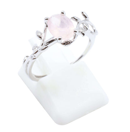 Bague Argent 925 'Murmure de Laurier' — Quartz Rose