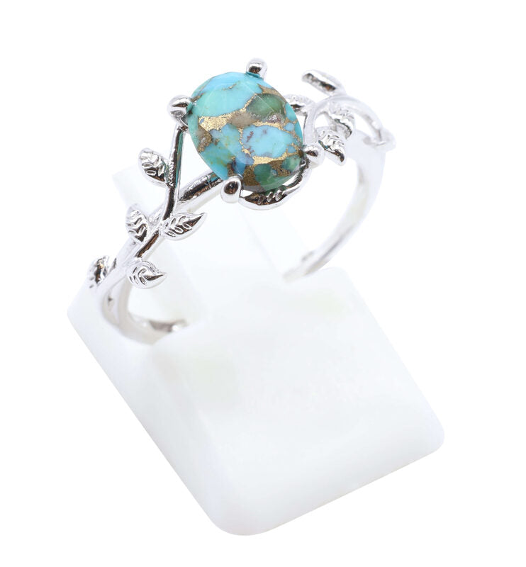 Bague Argent 925 'Murmure de Laurier' — Turquoise