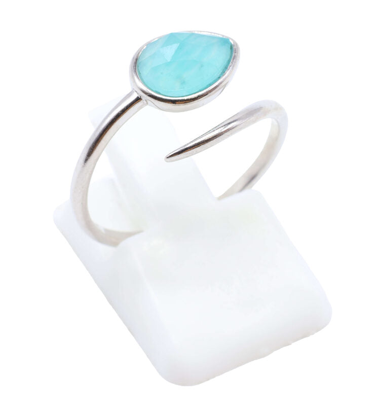 Bague Argent 925 'Serpent Argenté' - Amazonite