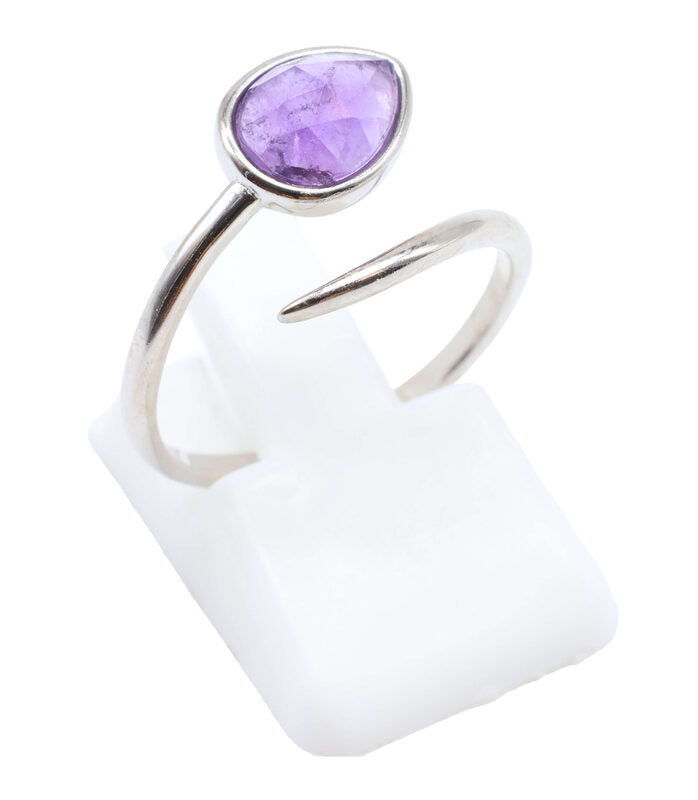 Bague Argent 925 'Serpent Argenté' — Améthyste