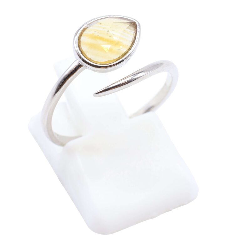 Bague Argent 925 'Serpent Argenté' - Citrine