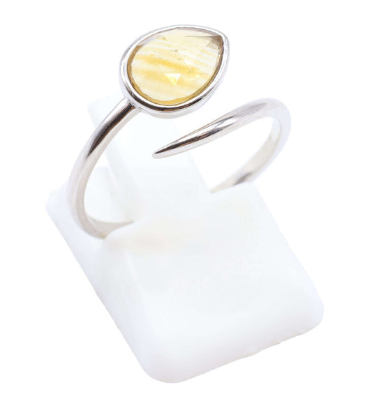 Bague Argent 925 'Serpent Argenté' - Citrine