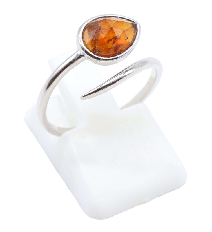 Bague Argent 925 'Serpent Argenté' — Grenat
