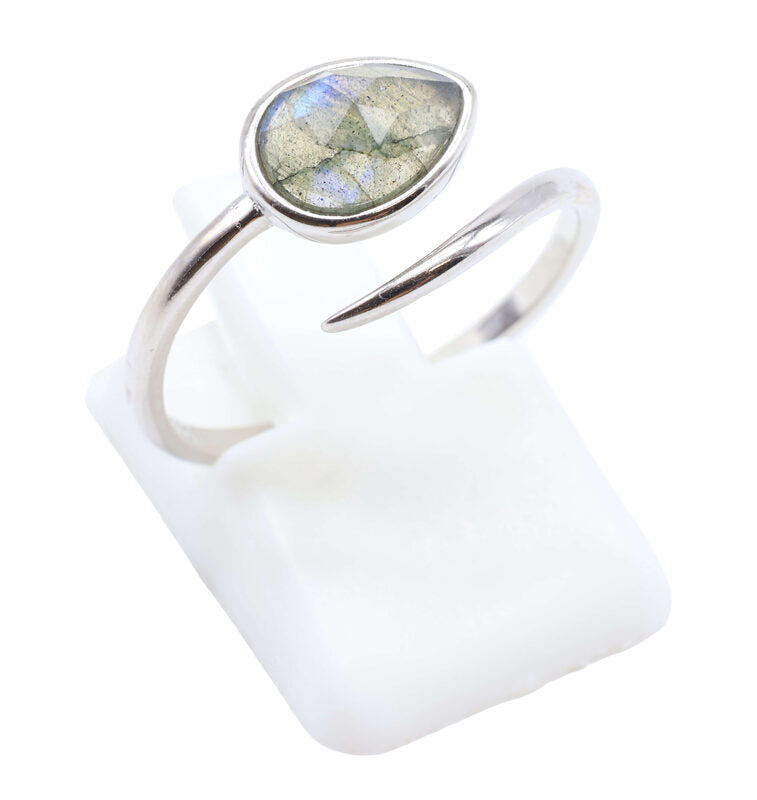 Bague Argent 925 'Serpent Argenté' - Labradorite
