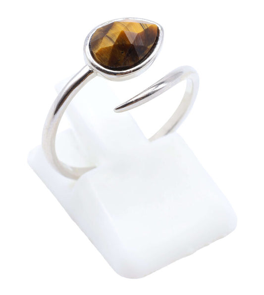 Bague Argent 925 'Serpent Argenté' - Oeil de Tigre