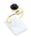 Bague Argent 925 'Feuille d'Or' - Onyx