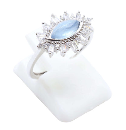 Bague Argent 925 'Oeil Solaire' — Aigue Marine