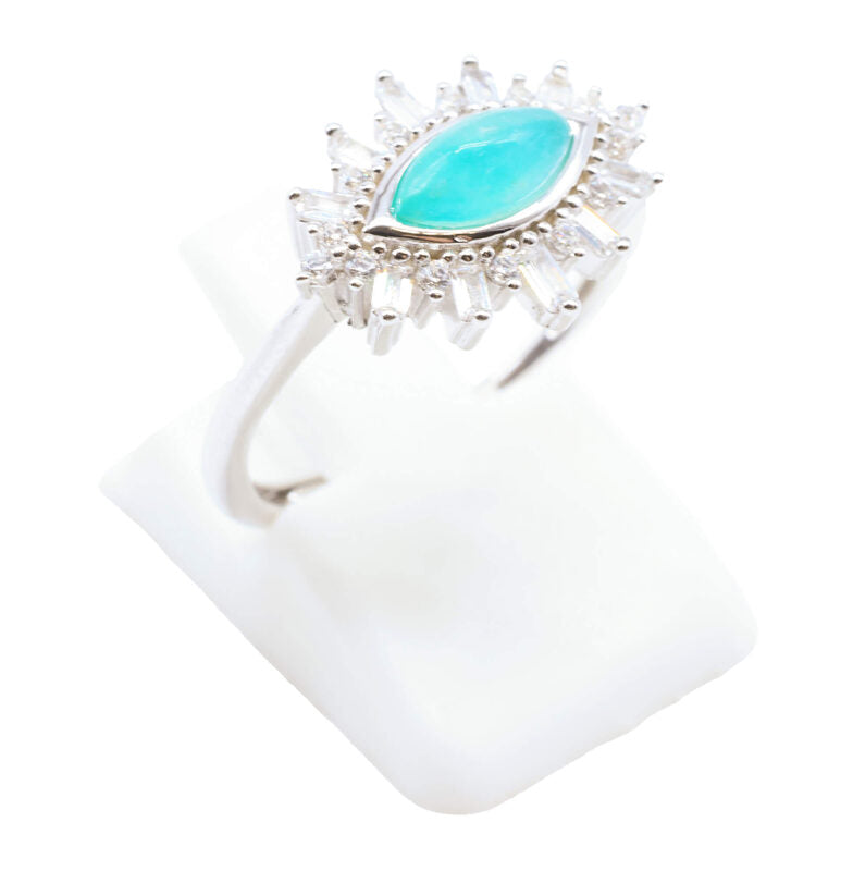 Bague Argent 925 'Oeil Solaire' - Amazonite