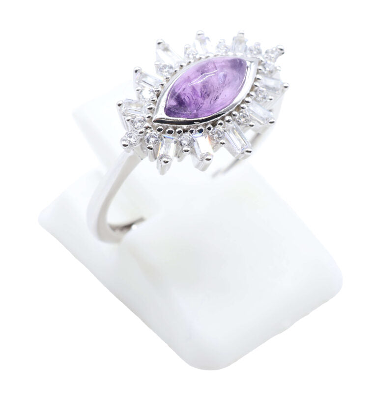 Bague Argent 925 'Oeil Solaire' — Améthyste