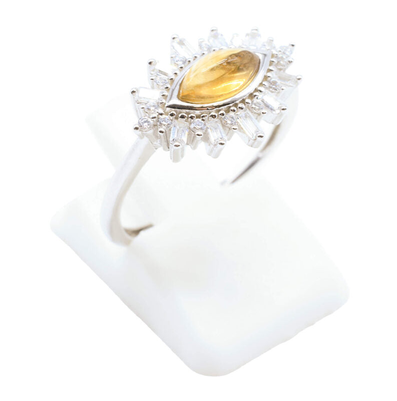 Bague Argent 925 'Oeil Solaire' — Citrine