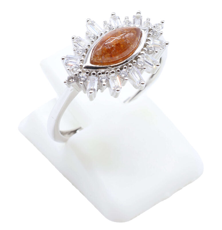 Bague Argent 925 'Oeil Solaire' — Grenat