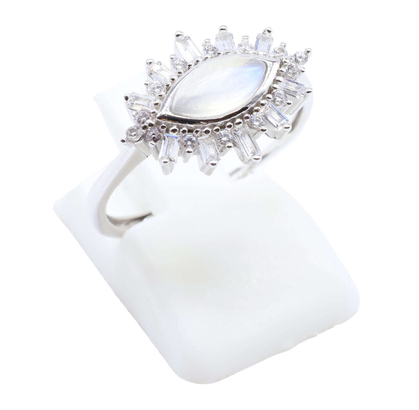 Bague Argent 925 'Oeil Solaire' - Pierre de Lune