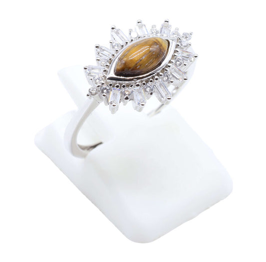 Bague Argent 925 'Oeil Solaire' - Oeil de Tigre