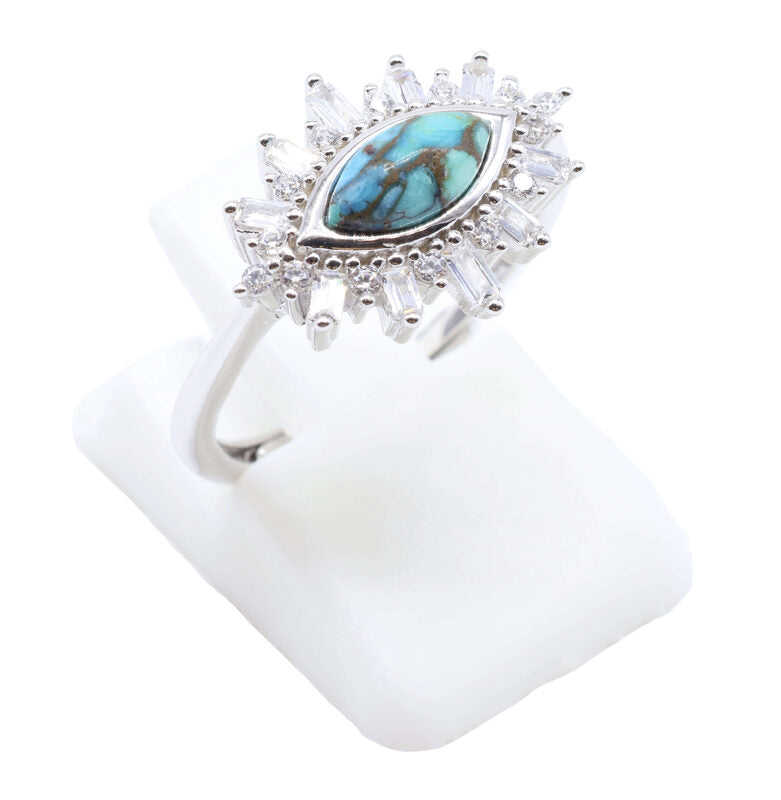 Bague Argent 925 'Oeil Solaire' — Turquoise