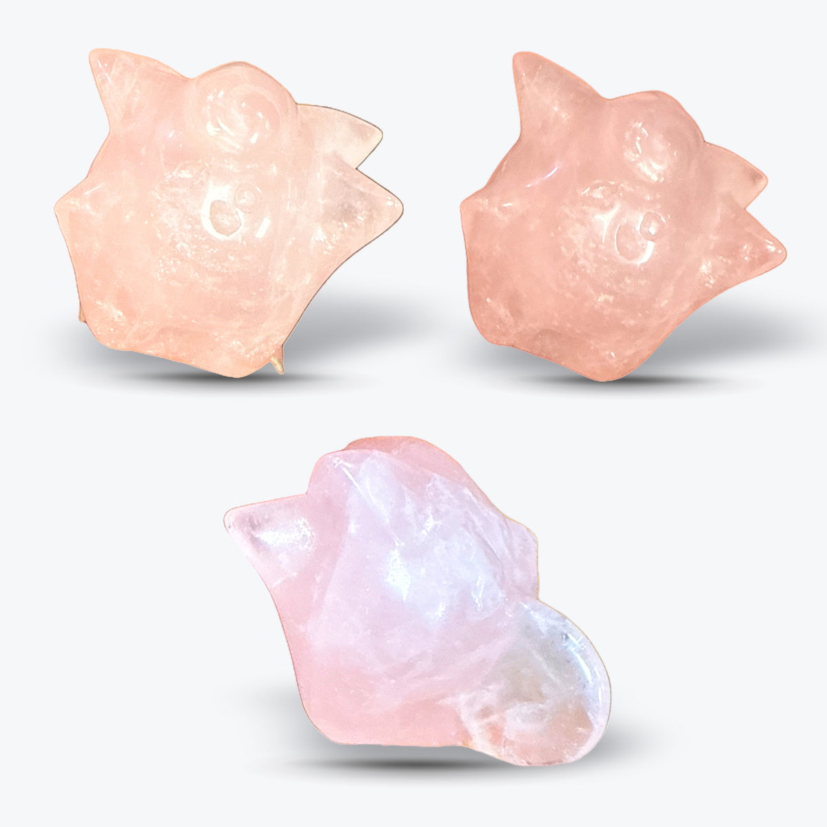 Figurine Rondoudou Pokémon en Quartz Rose Naturel poli – Madagascar - Pièce unique | 34gr - 3,5x4cm