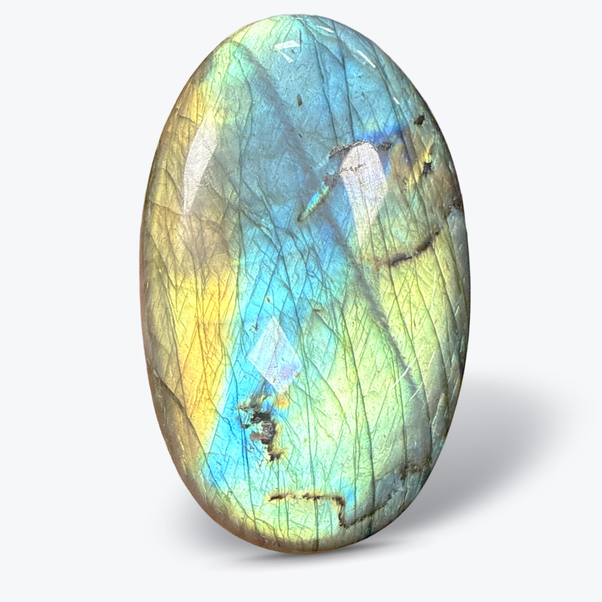 Galet Ovale Poli en Labradorite Naturelle Orange de Madagascar – 4 tailles, 6 à 11 cm