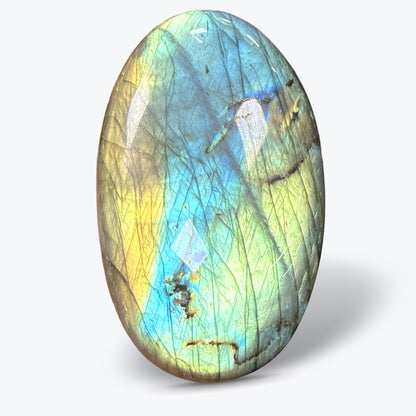 Galet Ovale Poli en Labradorite Naturelle Orange de Madagascar – 4 tailles, 6 à 11 cm