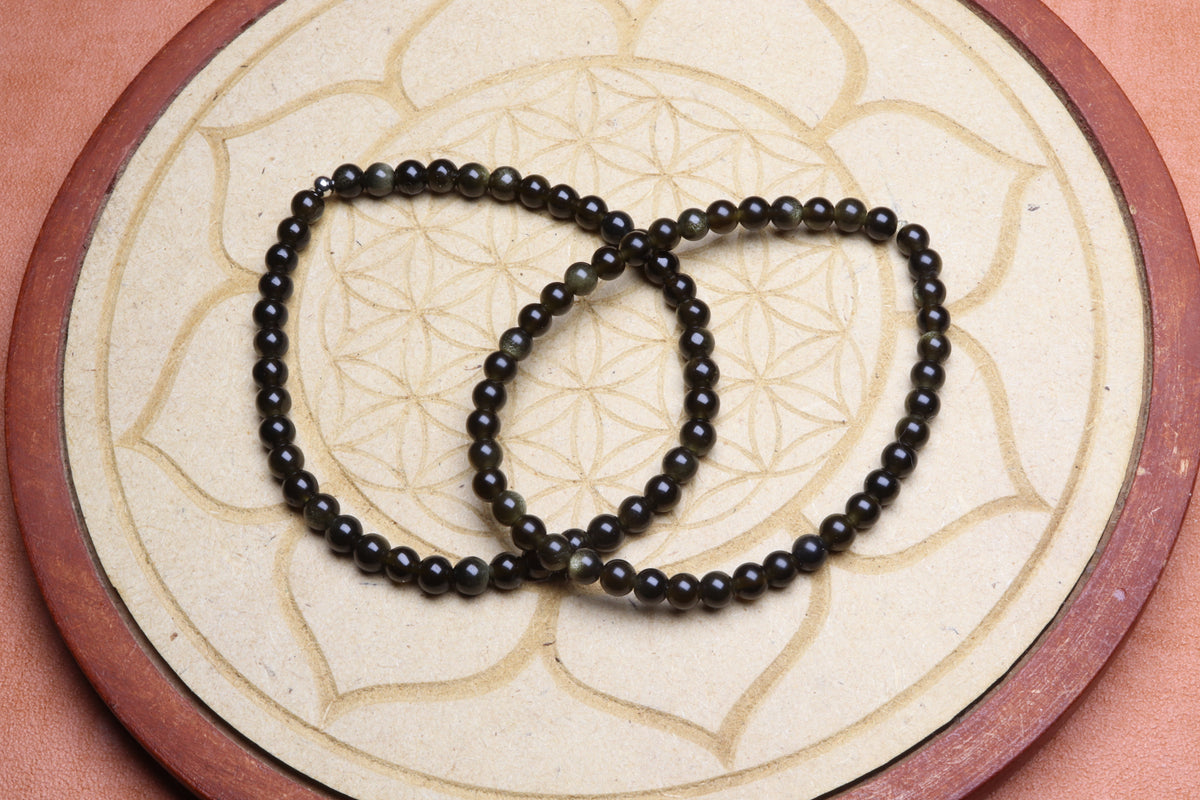 Bracelet Obsidienne Dorée