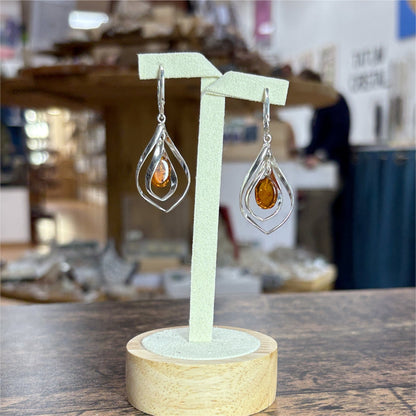 Boucle d'oreilles Torsadée en Ambre et Argent 925