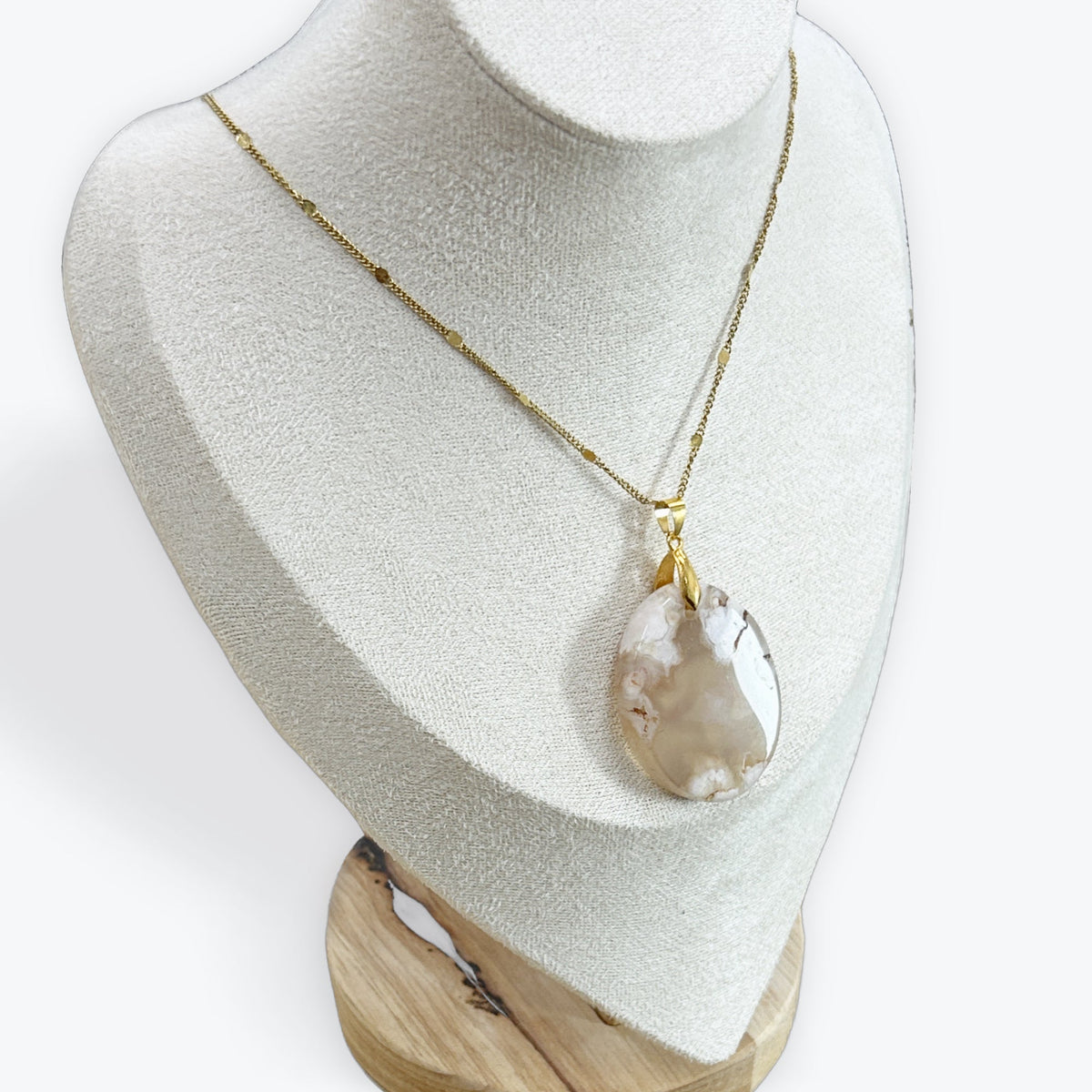 Pendentif Agate Fleur - Galet