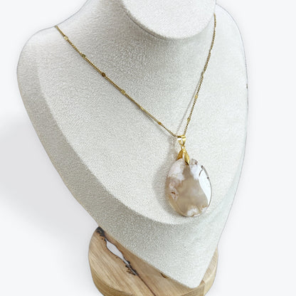 Pendentif Agate Fleur - Galet