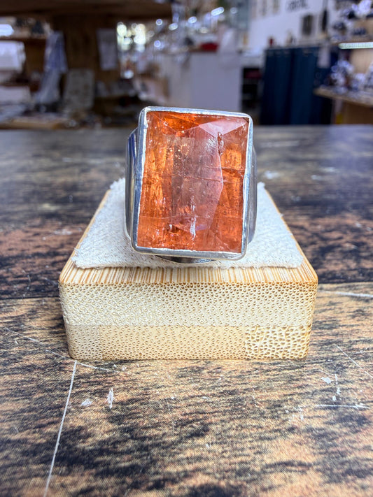 Bague chevalière Tourmaline orange