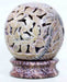 Bougeoir Pierre Globe Fleurs Gris 10cm
