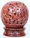 Bougeoir Pierre Globe Fleurs Rouge 10cm