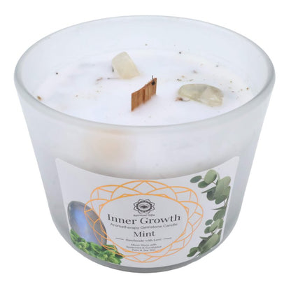 Bougie Green Tree 'Croissance intérieure' Pierre de Lune + Menthe