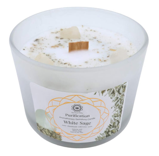 Bougie Green Tree 'Purification' Sélénite + Sauge blanche