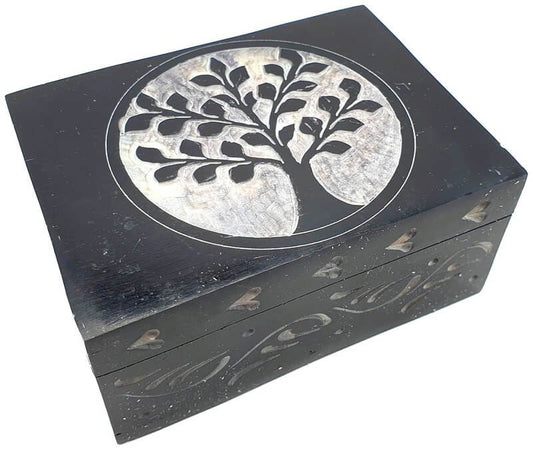 Boîte à Bijoux Pierre Rectangle Arbre de Vie 10cm