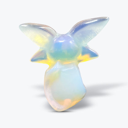 Figurine Mentali Pokémon en Opalite Naturelle – Polie, Reflets Bleus et Orangés - Pièce unique | 15gr - 3,5x2cmcm