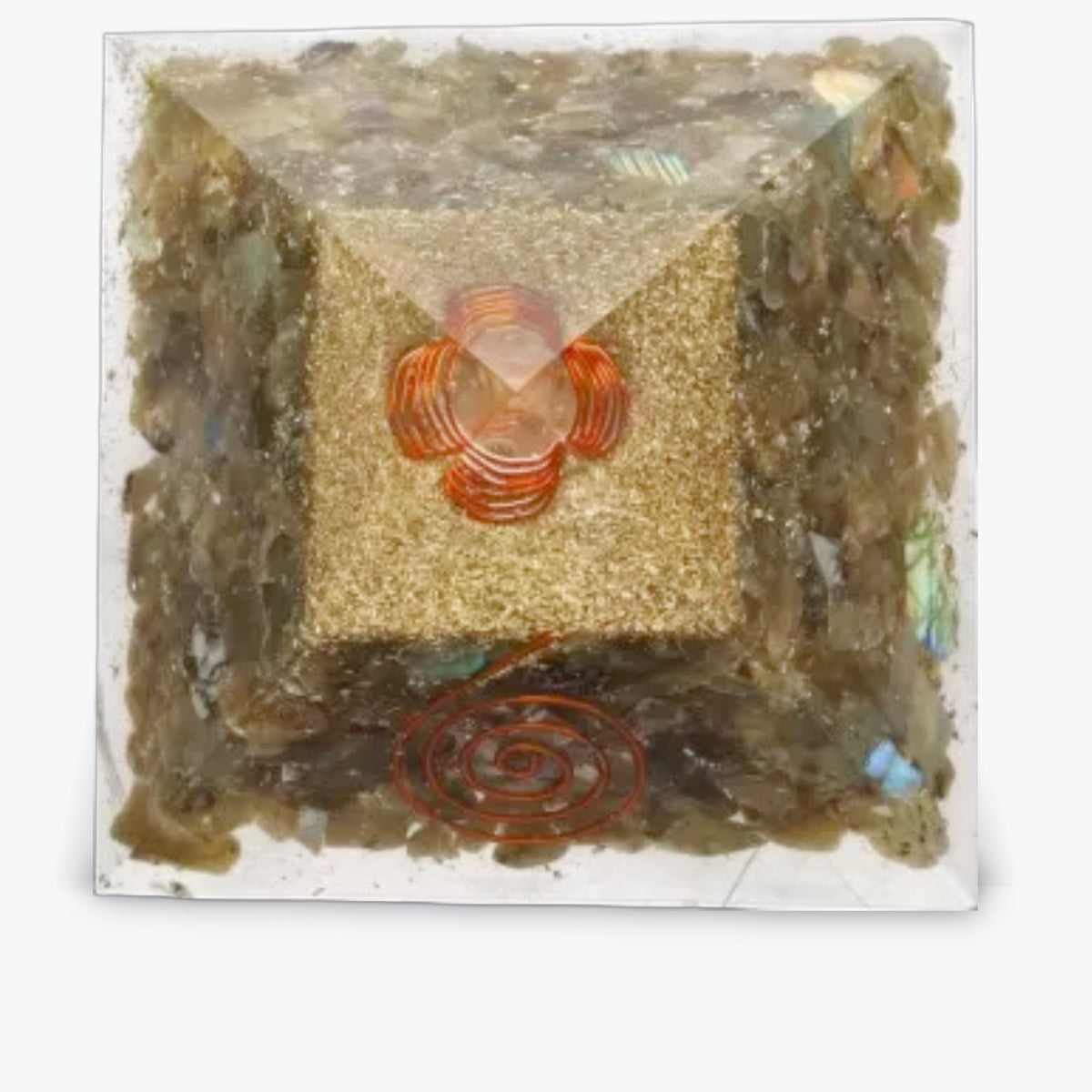 Pyramide Orgonite 7x7 Résine Spirale