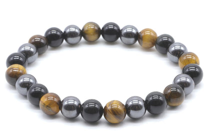 Bracelet Protection Obsidienne Noire, Hematite, Oeil de Tigre