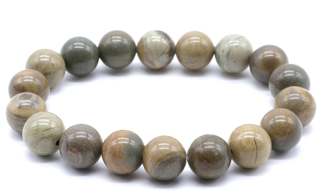 Bracelet Jaspe Feuille d'Argent