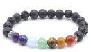 Bracelet Pierre de Lave & 7 Chakras perles 8mm