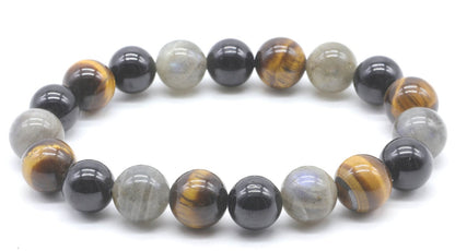 Bracelet Labradorite, Tourmaline noire, Oeil de tigre