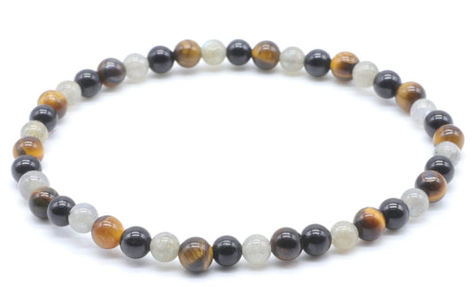 Bracelet Labradorite, Tourmaline noire, Oeil de tigre
