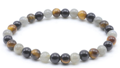 Bracelet Labradorite, Tourmaline noire, Oeil de tigre