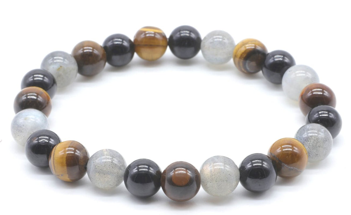 Bracelet Labradorite, Tourmaline noire, Oeil de tigre