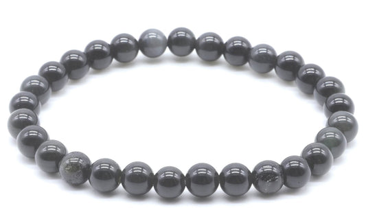 Bracelet Obsidienne Noire Dorée