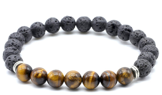 Bracelet Tigre & Lave 7-Mix perles 8mm HOMME