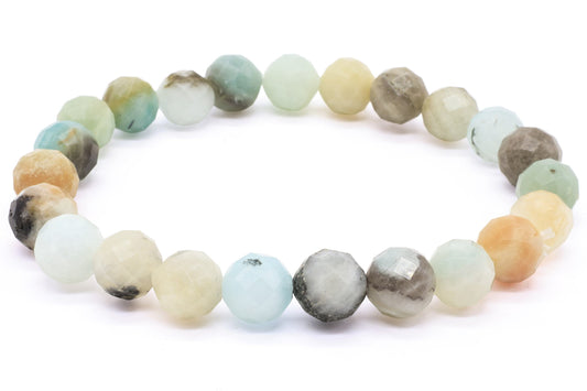 Bracelet Amazonite Multi perles facettées — 8 mm