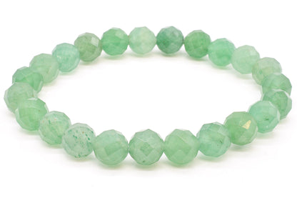 Bracelet Aventurine Verte perles facettées — 8 mm