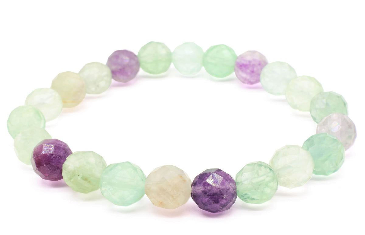 Bracelet Fluorite Multicolore perles facettées
