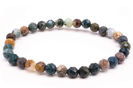 Bracelet Jaspe Océan perles facettées