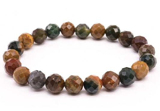 Bracelet Jaspe Océan perles facettées