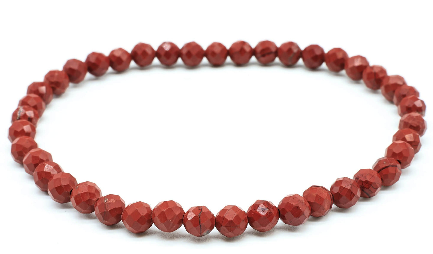 Bracelet Jaspe Rouge perles facettées 4mm